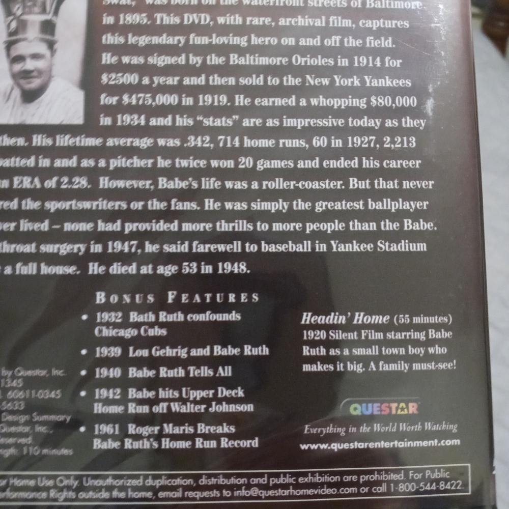 NIP Babe Ruth DVD - Picture 4 of 4